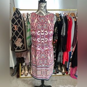 Vince Camuto fushia and cream print tank dress